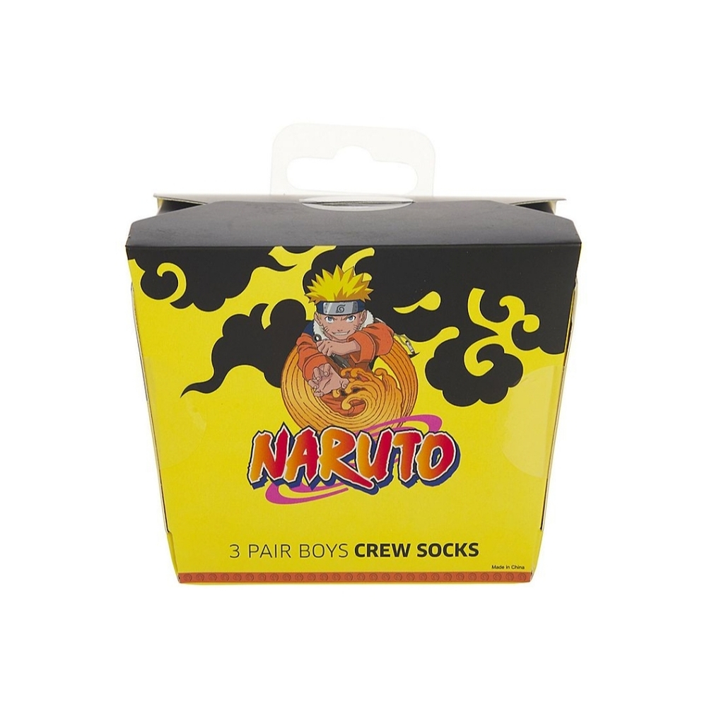 Naruto Noodle Box Boys 3-Pack Crew Socks Set